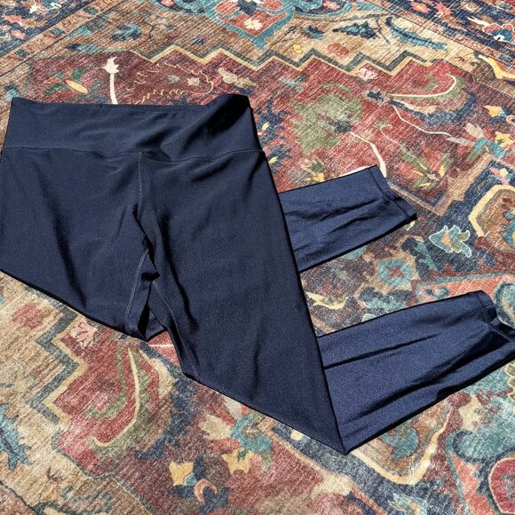Athleta Pants - Athleta Elation Shine Tight Leggings L Navy High-Rise Ankle Length